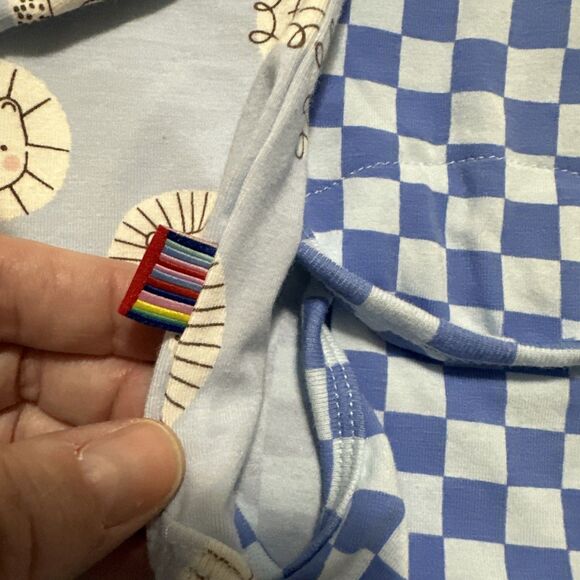 Magnetic Me 9-12 Months Bundle Of 3 Boys Blue Lions Bodysuits Stripes Checkered - Picture 4 of 12